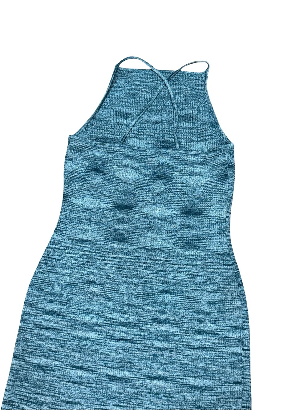 ✨ Banana Republic Sea Teal Space Dye Midi Sweater Dress Strappy Back Tank Size S - Picture 12 of 14
